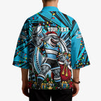 Personalized Cronulla Sutherland Sharks Rugby Christmas Kimono Holiday Mascot Graphic Art Festive Lights Bow