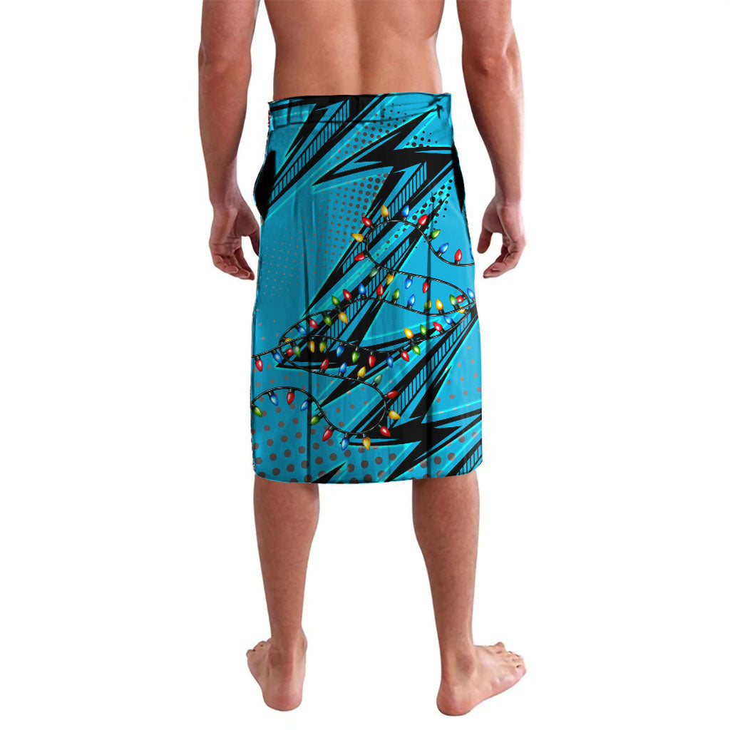Personalized Cronulla Sutherland Sharks Rugby Christmas Lavalava Holiday Mascot Graphic Art Festive Lights Bow
