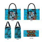 Personalized Cronulla Sutherland Sharks Rugby Christmas Leather Bag Holiday Mascot Graphic Art Festive Lights Bow