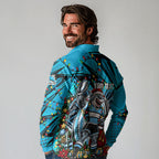 Personalized Cronulla Sutherland Sharks Rugby Christmas Long Sleeve Polo Shirt Holiday Mascot Graphic Art Festive Lights Bow