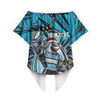 Personalized Cronulla Sutherland Sharks Rugby Christmas Off Shoulder Wrap Waist Top Holiday Mascot Graphic Art Festive Lights Bow