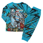 Personalized Cronulla Sutherland Sharks Rugby Christmas Pajama Set Holiday Mascot Graphic Art Festive Lights Bow