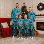 Personalized Cronulla Sutherland Sharks Rugby Christmas Pajama Set Holiday Mascot Graphic Art Festive Lights Bow