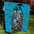 Personalized Cronulla Sutherland Sharks Rugby Christmas Quilt Holiday Mascot Graphic Art Festive Lights Bow