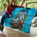 Personalized Cronulla Sutherland Sharks Rugby Christmas Quilt Holiday Mascot Graphic Art Festive Lights Bow
