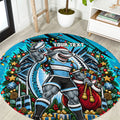 Personalized Cronulla Sutherland Sharks Rugby Christmas Round Carpet Holiday Mascot Graphic Art Festive Lights Bow