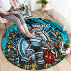 Personalized Cronulla Sutherland Sharks Rugby Christmas Round Carpet Holiday Mascot Graphic Art Festive Lights Bow