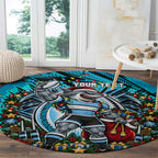 Personalized Cronulla Sutherland Sharks Rugby Christmas Round Carpet Holiday Mascot Graphic Art Festive Lights Bow