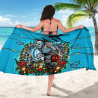 Personalized Cronulla Sutherland Sharks Rugby Christmas Sarong Holiday Mascot Graphic Art Festive Lights Bow
