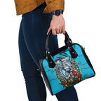 Personalized Cronulla Sutherland Sharks Rugby Christmas Shoulder Handbag Holiday Mascot Graphic Art Festive Lights Bow