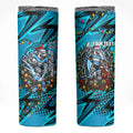 Personalized Cronulla Sutherland Sharks Rugby Christmas Skinny Tumbler Holiday Mascot Graphic Art Festive Lights Bow