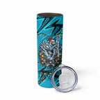 Personalized Cronulla Sutherland Sharks Rugby Christmas Skinny Tumbler Holiday Mascot Graphic Art Festive Lights Bow