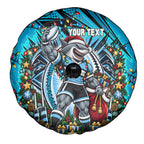 Personalized Cronulla Sutherland Sharks Rugby Christmas Spare Tire Cover Holiday Mascot Graphic Art Festive Lights Bow