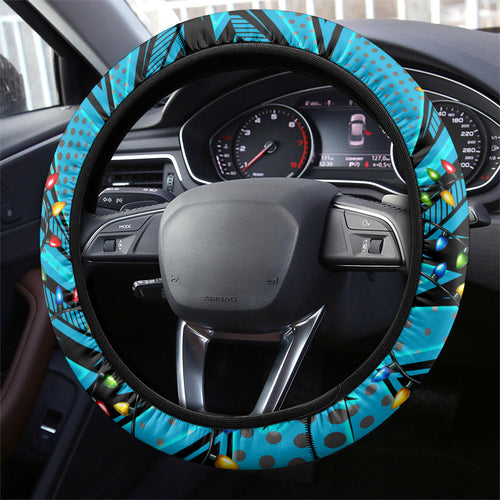 Cronulla Sutherland Sharks Rugby Christmas Steering Wheel Cover Holiday Mascot Graphic Art Festive Lights Bow
