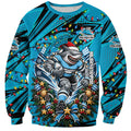 Personalized Cronulla Sutherland Sharks Rugby Christmas Sweatshirt Holiday Mascot Graphic Art Festive Lights Bow