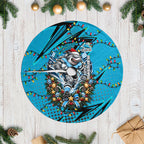 Cronulla Sutherland Sharks Rugby Christmas Tree Skirt Holiday Mascot Graphic Art Festive Lights Bow