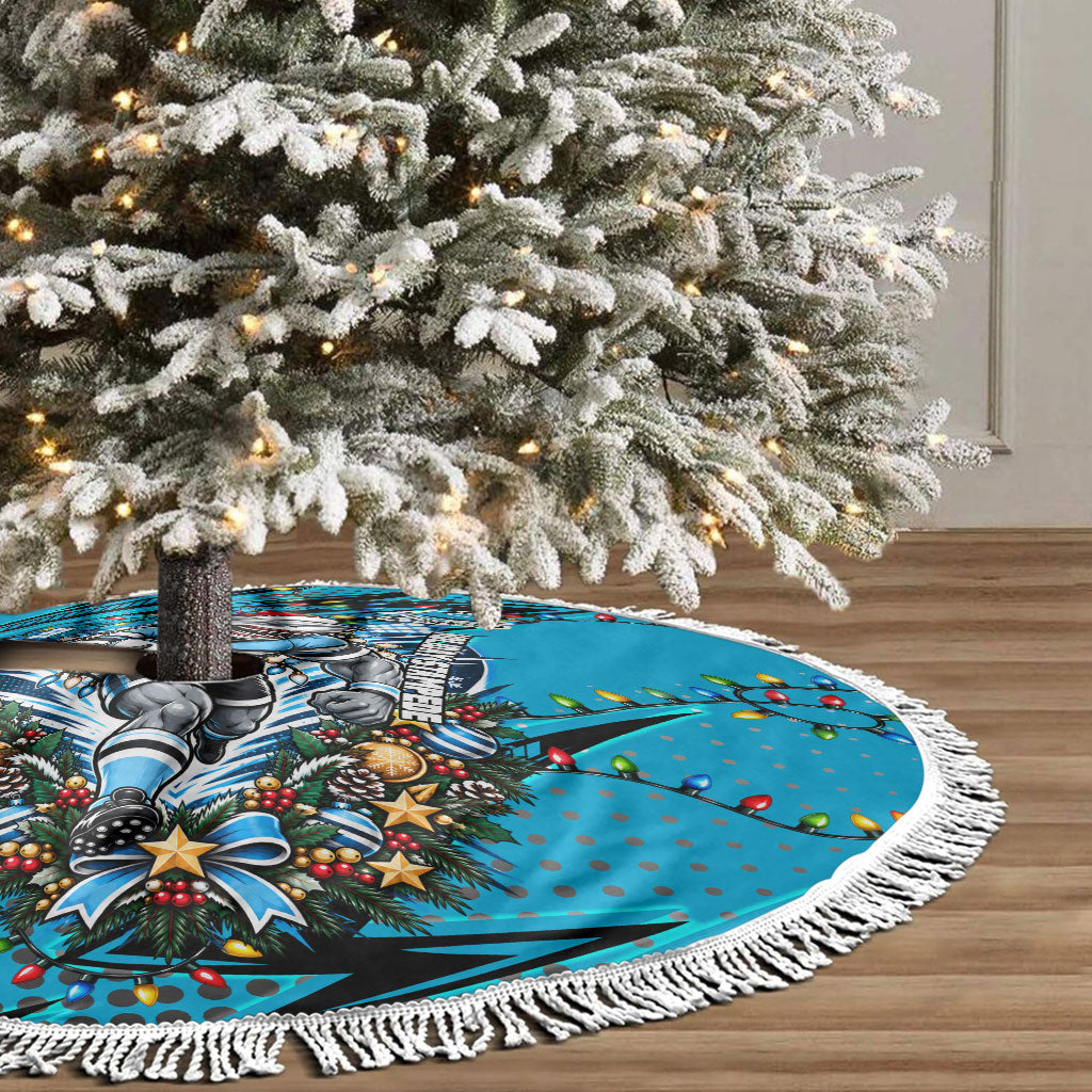 Cronulla Sutherland Sharks Rugby Christmas Tree Skirt Holiday Mascot Graphic Art Festive Lights Bow