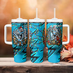 Personalized Cronulla Sutherland Sharks Rugby Christmas Tumbler With Handle Holiday Mascot Graphic Art Festive Lights Bow