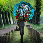 Personalized Cronulla Sutherland Sharks Rugby Christmas Umbrella Holiday Mascot Graphic Art Festive Lights Bow