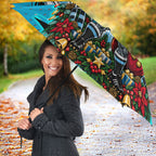 Personalized Cronulla Sutherland Sharks Rugby Christmas Umbrella Holiday Mascot Graphic Art Festive Lights Bow