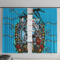 Personalized Cronulla Sutherland Sharks Rugby Christmas Window Curtain Holiday Mascot Graphic Art Festive Lights Bow