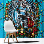 Personalized Cronulla Sutherland Sharks Rugby Christmas Window Curtain Holiday Mascot Graphic Art Festive Lights Bow