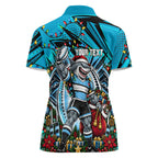 Personalized Cronulla Sutherland Sharks Rugby Christmas Women Polo Shirt Holiday Mascot Graphic Art Festive Lights Bow