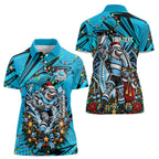 Personalized Cronulla Sutherland Sharks Rugby Christmas Women Polo Shirt Holiday Mascot Graphic Art Festive Lights Bow