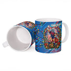 Personalized Newcastle Knights Rugby Christmas Ceramic Mug Holiday Mascot Graphic Art Festive Lights Bow