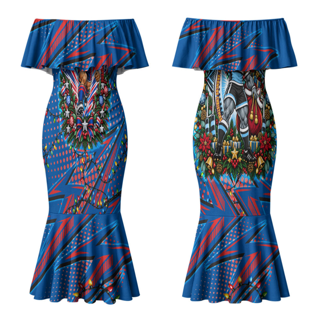 Personalized Newcastle Knights Rugby Christmas Couples Matching Mermaid Dress and Hawaiian Shirt Holiday Mascot Graphic Art Festive Lights Bow