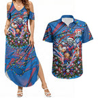 Personalized Newcastle Knights Rugby Christmas Couples Matching Summer Maxi Dress and Hawaiian Shirt Holiday Mascot Graphic Art Festive Lights Bow