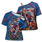Personalized Newcastle Knights Rugby Christmas Cross Shoulder Shirt Holiday Mascot Graphic Art Festive Lights Bow