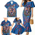 Personalized Newcastle Knights Rugby Christmas Family Matching Mermaid Dress and Hawaiian Shirt Holiday Mascot Graphic Art Festive Lights Bow