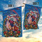 Personalized Newcastle Knights Rugby Christmas Garden Flag Holiday Mascot Graphic Art Festive Lights Bow