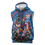 Personalized Newcastle Knights Rugby Christmas Sleeveless Zip Hoodie Holiday Mascot Graphic Art Festive Lights Bow