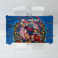 Personalized Newcastle Knights Rugby Christmas Tablecloth Holiday Mascot Graphic Art Festive Lights Bow