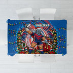 Personalized Newcastle Knights Rugby Christmas Tablecloth Holiday Mascot Graphic Art Festive Lights Bow