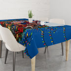 Personalized Newcastle Knights Rugby Christmas Tablecloth Holiday Mascot Graphic Art Festive Lights Bow