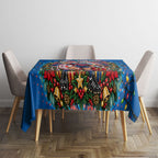 Personalized Newcastle Knights Rugby Christmas Tablecloth Holiday Mascot Graphic Art Festive Lights Bow