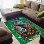 Personalized New Zealand Warriors Rugby Christmas Area Rug Holiday Mascot Graphic Art Festive Lights Bow