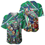 Personalized New Zealand Warriors Rugby Christmas Baseball Jersey Holiday Mascot Graphic Art Festive Lights Bow