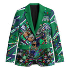 Personalized New Zealand Warriors Rugby Christmas Blazer Holiday Mascot Graphic Art Festive Lights Bow