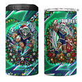 Personalized New Zealand Warriors Rugby Christmas 4 in 1 Can Cooler Tumbler Holiday Mascot Graphic Art Festive Lights Bow