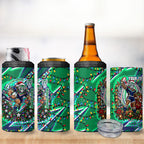 Personalized New Zealand Warriors Rugby Christmas 4 in 1 Can Cooler Tumbler Holiday Mascot Graphic Art Festive Lights Bow