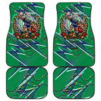 Personalized New Zealand Warriors Rugby Christmas Car Mats Holiday Mascot Graphic Art Festive Lights Bow