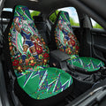 Personalized New Zealand Warriors Rugby Christmas Car Seat Cover Holiday Mascot Graphic Art Festive Lights Bow