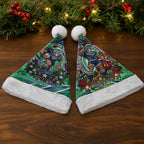 New Zealand Warriors Rugby Christmas Santa Hat Holiday Mascot Graphic Art Festive Lights Bow