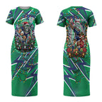 Personalized New Zealand Warriors Rugby Christmas Couples Matching Short Sleeve Bodycon Dress and Hawaiian Shirt Holiday Mascot Graphic Art Festive Lights Bow