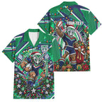 Personalized New Zealand Warriors Rugby Christmas Family Matching Tank Maxi Dress and Hawaiian Shirt Holiday Mascot Graphic Art Festive Lights Bow