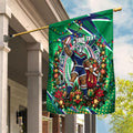 Personalized New Zealand Warriors Rugby Christmas Garden Flag Holiday Mascot Graphic Art Festive Lights Bow